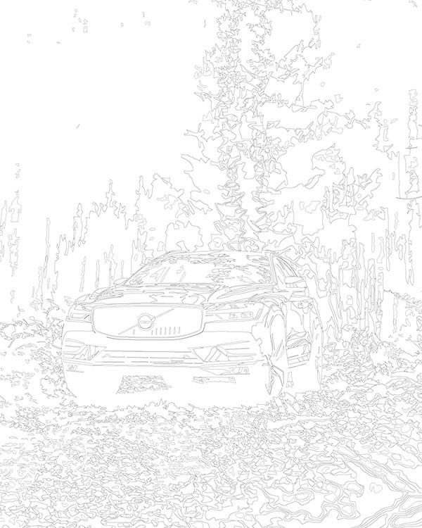 Картина по номерам «Машина Вольво на дороге в лесу 40x50» — картинка 3