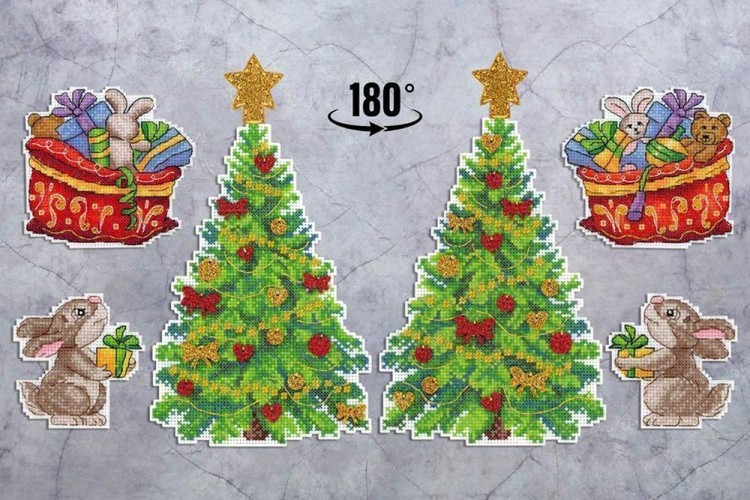 Набор для вышивания «Ёлочка с подарками. Комплект из 3 сюжетов + подставка» — картинка 7