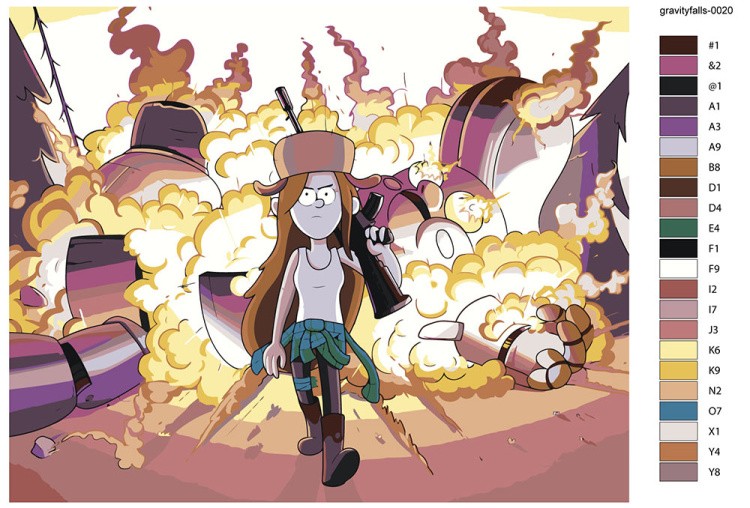Картина по номерам «Гравити Фолз Фолс: Венди с автоматом» — картинка 2