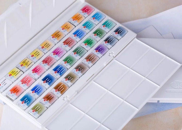 Краски акварельные художественные «Белые ночи», 36 цв., кювета 2,5 мл, палитра, Невская палитра — картинка 4