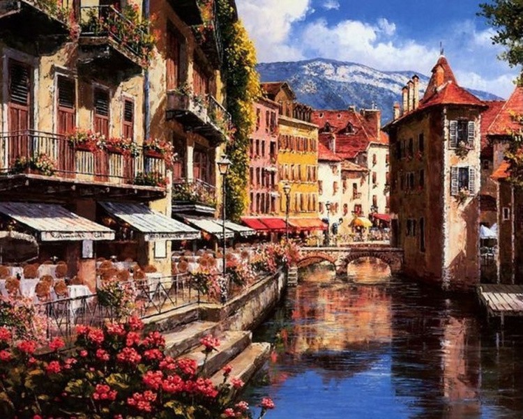 Картина по номерам «Кафе у канала» — картинка 2