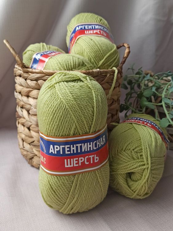 Пряжа Камтекс Аргентинская шерсть (189), фисташковый, 5 шт. по 100 г — картинка 2