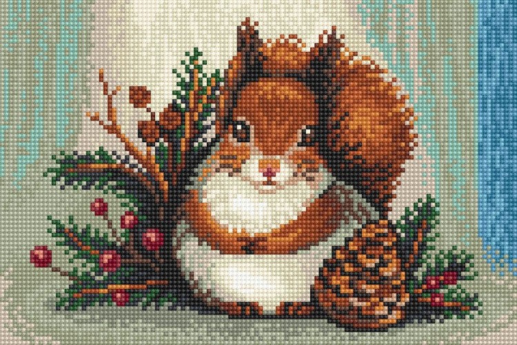 Алмазная вышивка «Пушистая белка» — картинка 2