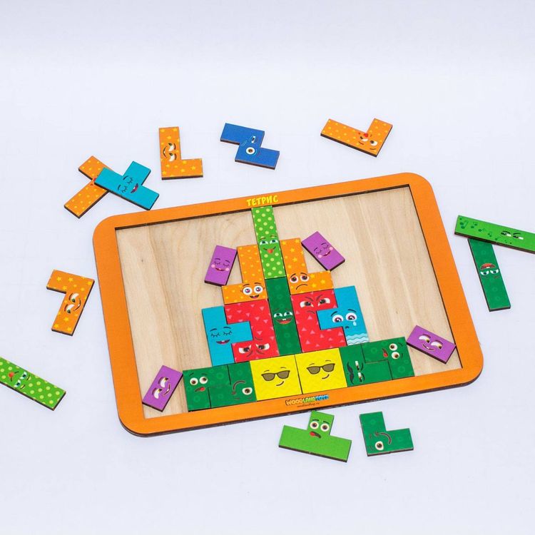 Развивающее пособие из дерева «Тетрис большой Смайлики» — картинка 2