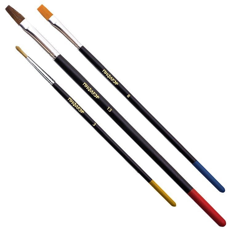 Кисти ПИФАГОР, набор 15 шт., (пони - 9 шт., синтетика - 4 шт., щетина - 2 шт.) — картинка 3