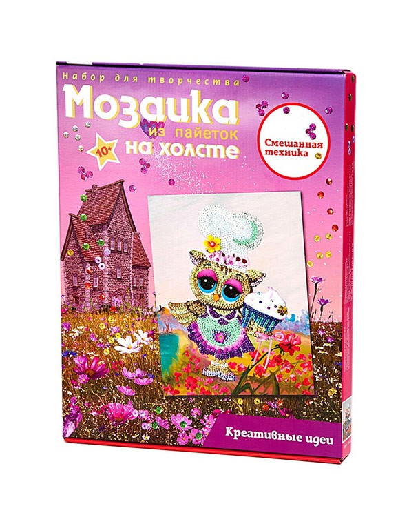 Картина на холсте из пайеток «Поваренок Совушка» — картинка 3