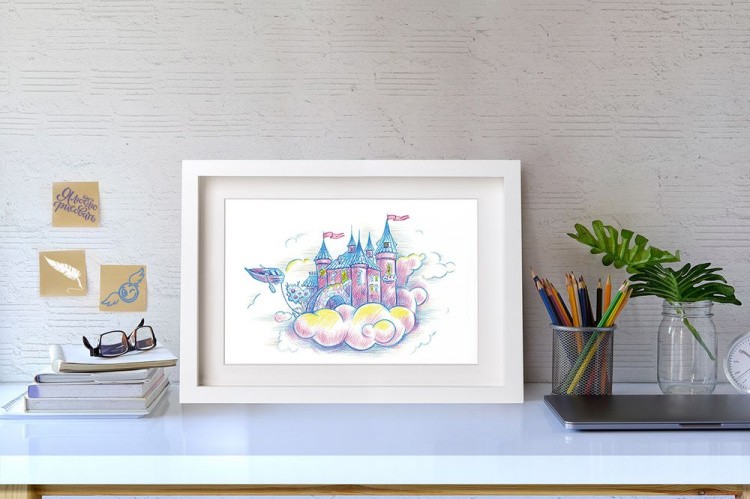 Скетч для раскрашивания цветными карандашами «Небесное королевство» — картинка 2