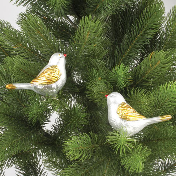 Украшения елочные «Птичка», набор 2 шт., цвет: серебро с золотистыми крыльями — картинка 4