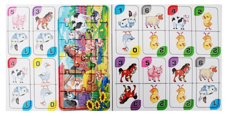 Домино + пазлы (18 элементов) «Веселая ферма» — картинка 4