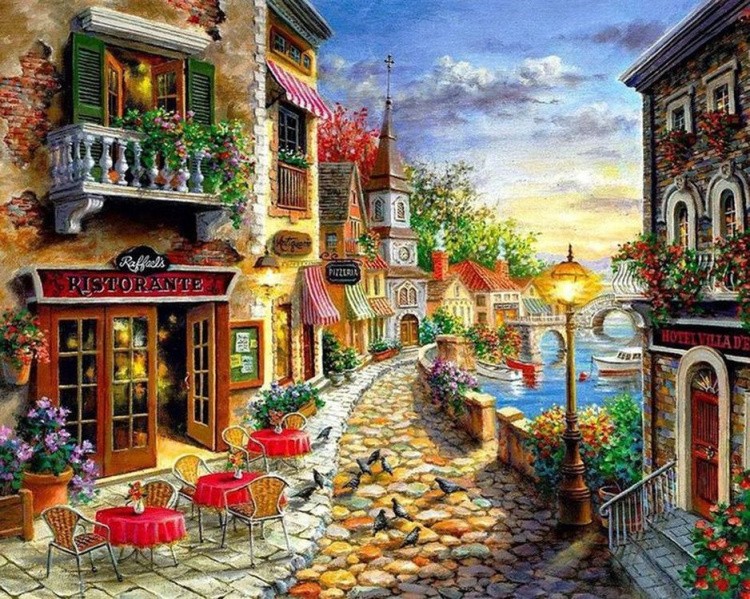 Алмазная вышивка «Улицы города» — картинка 2