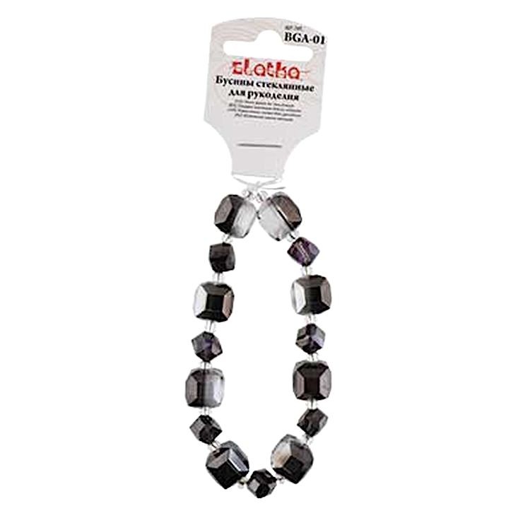 Бусины стеклянные Zlatka, 15 шт., на нити, стекло, цвет: черный — картинка 2