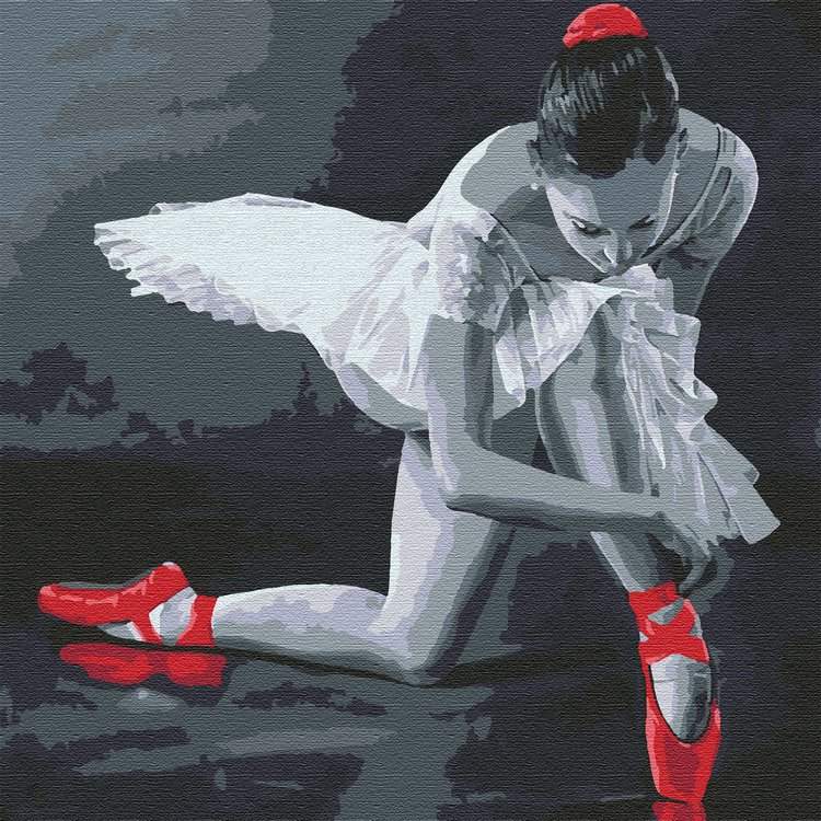 Картина по номерам «Балерина в красных пуантах»