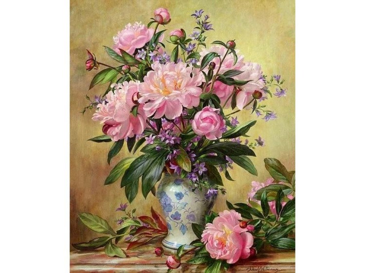 Картина по номерам «Распустившиеся пионы» — картинка 2