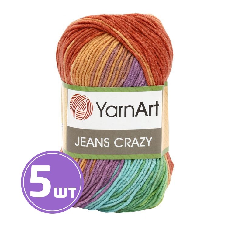 Пряжа YarnArt Jeans Crazy (8202), мультиколор, 5 шт. по 50 г
