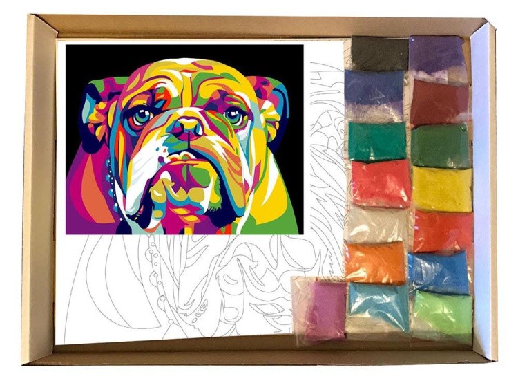 Картина цветным песком «Английский бульдог» — картинка 4