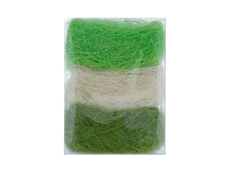 Сизалевое волокно MIX, цвет: 05 белый/светло-зеленый/темно-зеленый 30 г, Blumentag