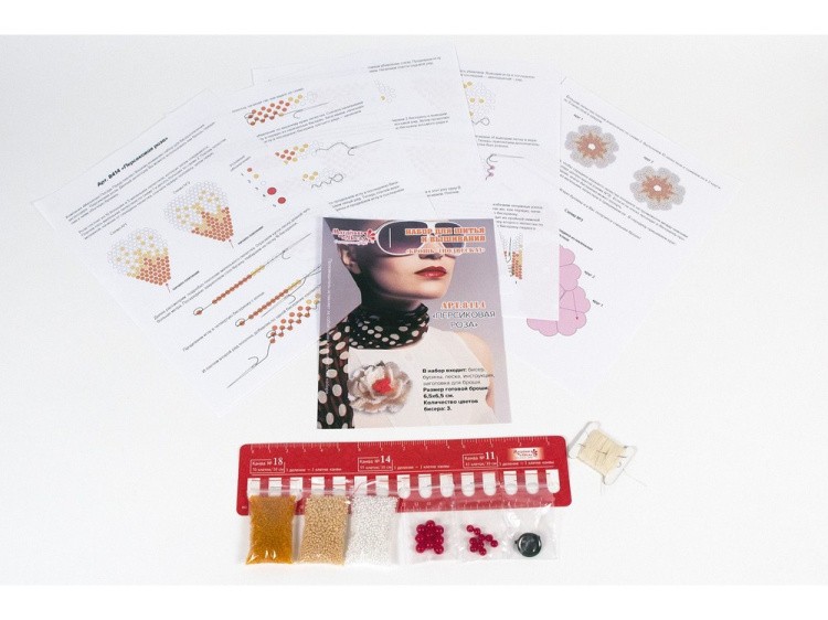 Набор для бисероплетения «Брошь. Персиковая роза» — картинка 2