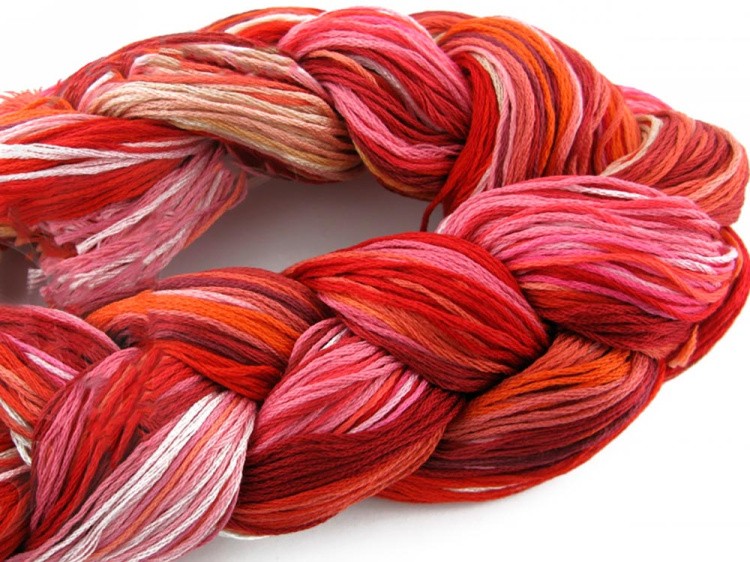 Набор ниток мулине Gamma Коса, ассорти №1 красный микс, 100 г ±5 г — картинка 2