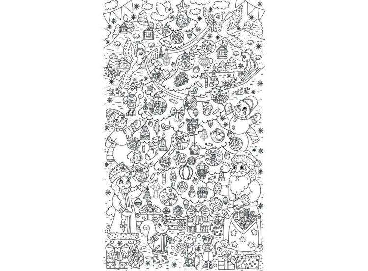 Плакат-раскраска «Новогодняя елка» — картинка 2