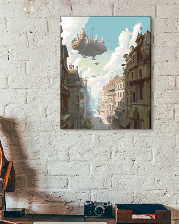 Картина по номерам «Город в стимпанк будущем» — картинка 3