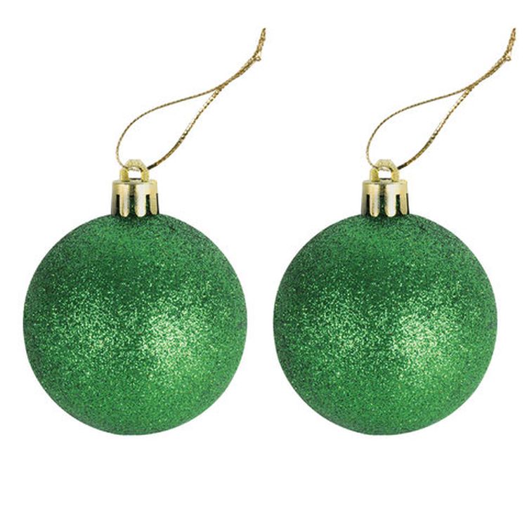Шары елочные, набор 6 шт., пластик, 6 см, зеленые (глянец, матовый, глиттер) — картинка 5