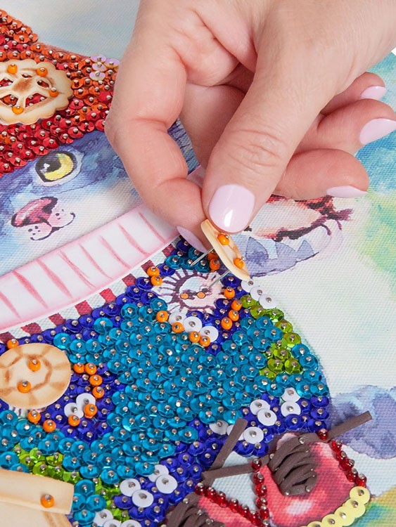 Картина на холсте из пайеток «Озорной котенок» — картинка 7