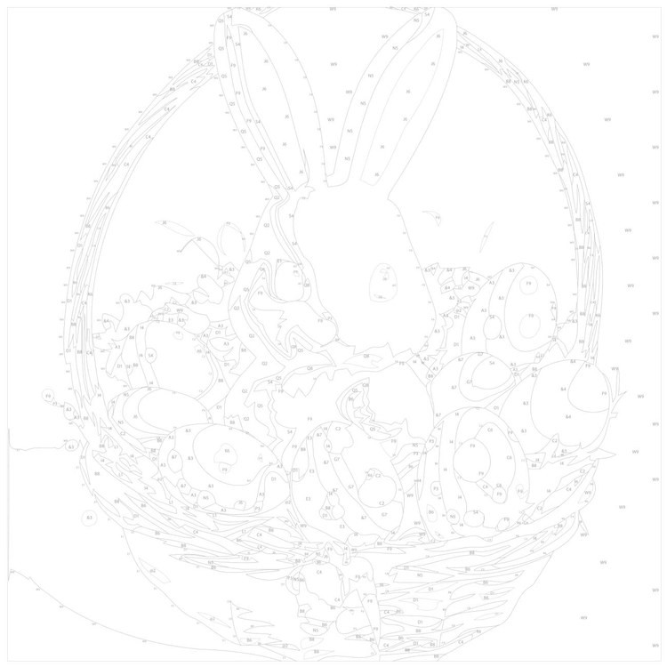 Картина по номерам «Пасхальный кролик в корзинке с яйцами» — картинка 3