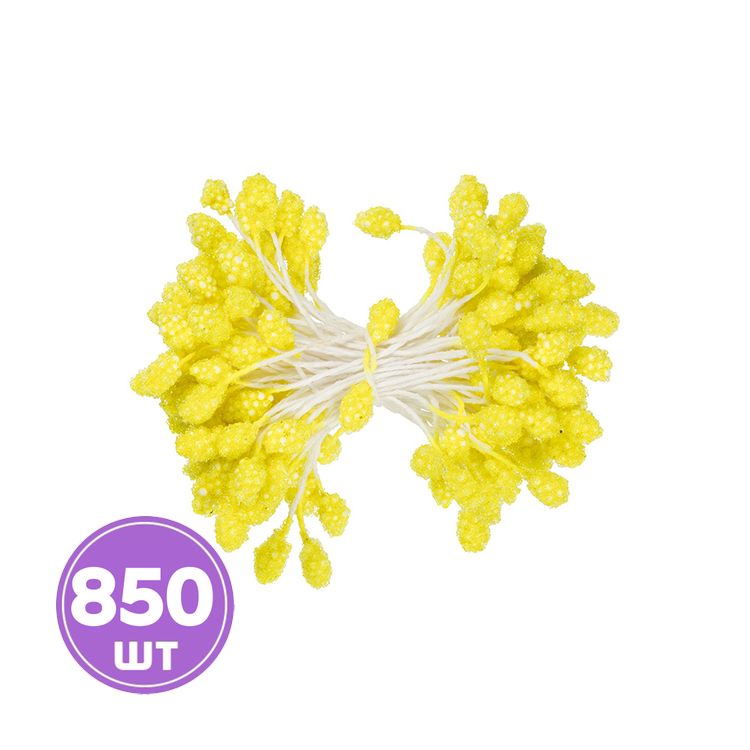 Тычинки для искусственных цветов, пыльник 1 мм, 10 упаковок по 85 шт., цвет: желтый, Blumentag