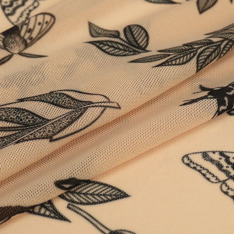 Сетка стрейч с принтом тату «Цветы», 3 м x 150 см, 90 г/м², цвет: светло-бежевый, принт, TBY — картинка 2