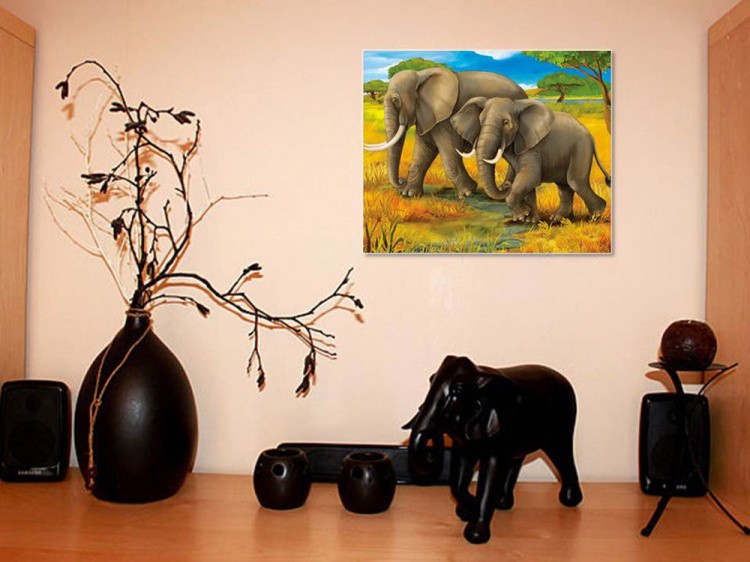 Холст «Семья слонов» — картинка 4