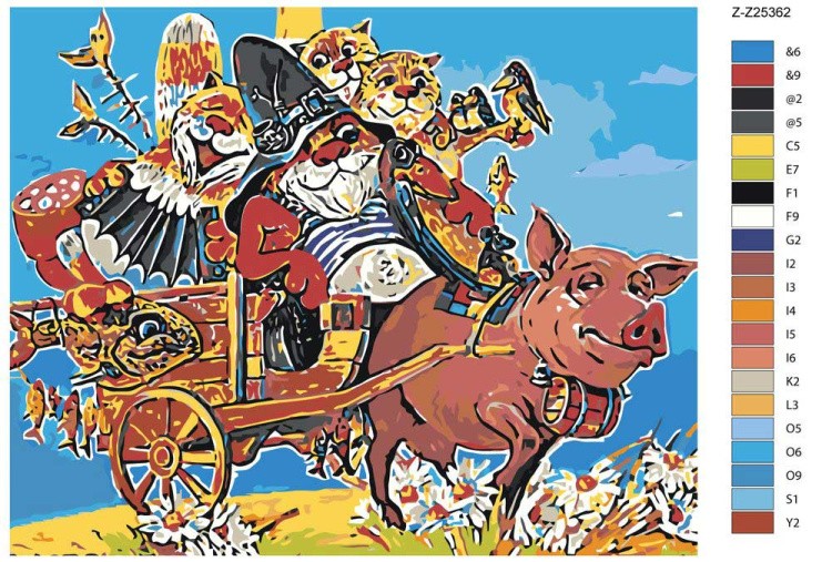 Картина по номерам «Свинья в повозке» — картинка 2