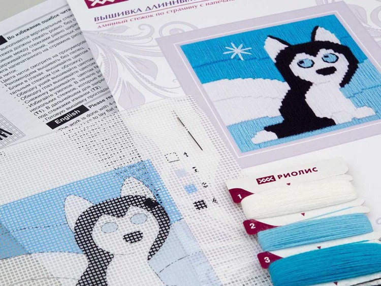 Набор для вышивания «Хаски в сугробах» — картинка 5