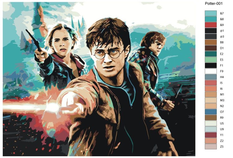 Картина по номерам «Гарри Поттер, Рон и Гермиона» — картинка 2
