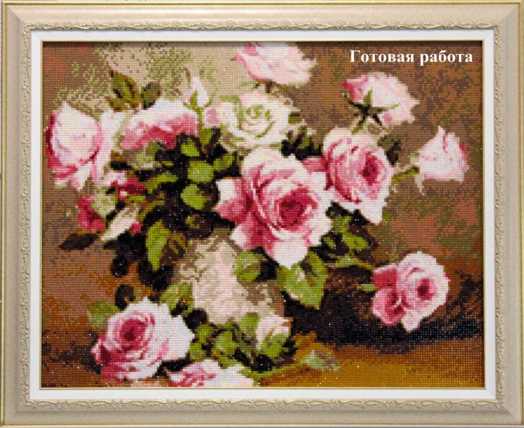 Алмазная вышивка «Букет нежных роз» — картинка 3