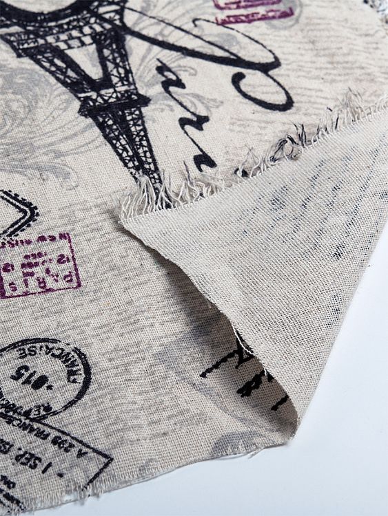 Ткань Лен, 140 г/м², 5 м x 150 см, цвет: бежевый, черный, принт, TBY — картинка 5