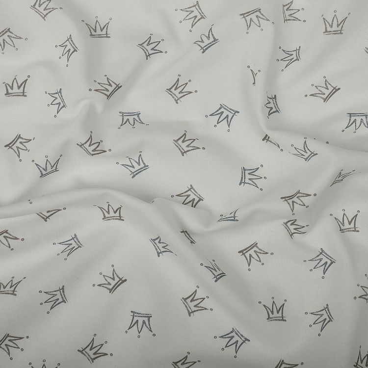 Ткань трикотаж Футер 2х нитка, начес, с лайкрой, 6 м, ширина 200 см, цвет: белый/серый, TBY — картинка 3