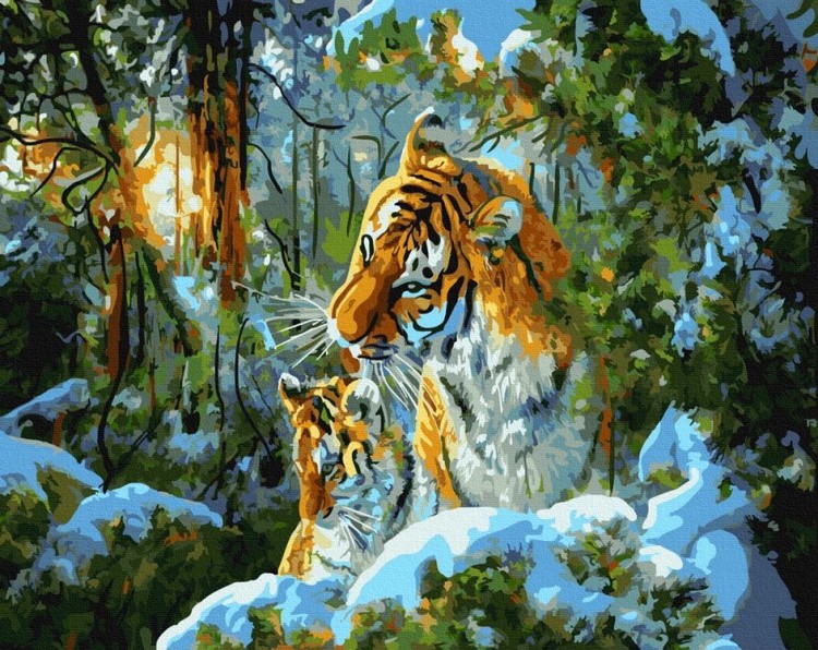 Картина по номерам «Мама с тигрёнком»
