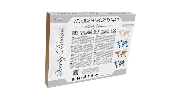 EWA Деревянная «Карта Мира» настенная, объемная 3 уровня, размер S (100x55 см), цвет: дымчатый — картинка 7