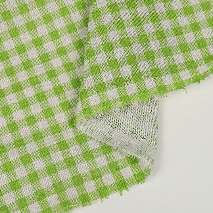 Ткань Лен, 140 г/м², 5 м x 150 см, цвет: зеленый, принт клетка, TBY — картинка 6