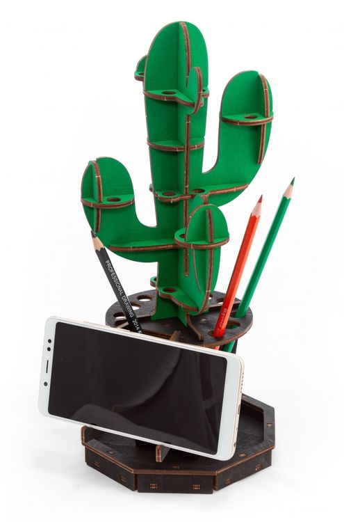 Конструктор из дерева «Настольный органайзер Кактус зеленый», Eco Wood Art