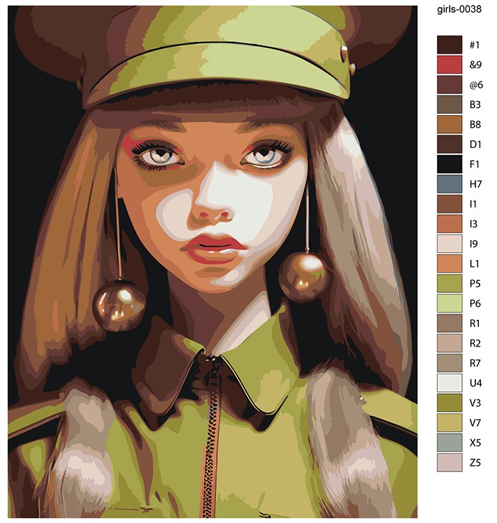 Картина по номерам «Девушка в военной форме 2» — картинка 2