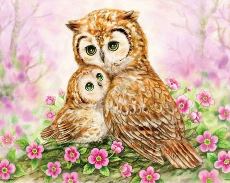 Алмазная вышивка «Сова и совенок» — картинка 2
