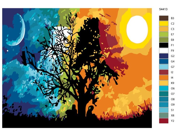 Картина по номерам «День и ночь» — картинка 2