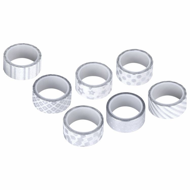 Клейкие WASHI-ленты для декора «Серебристые», 7 шт., 15 мм х 3 м — картинка 4