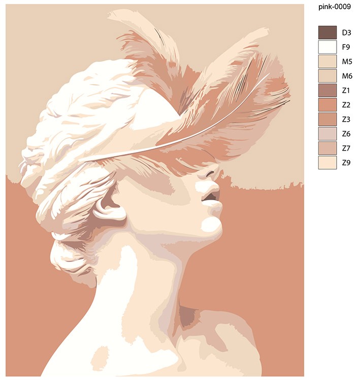 Картина по номерам «Античная статуя, девушка и перья 40x50» — картинка 2