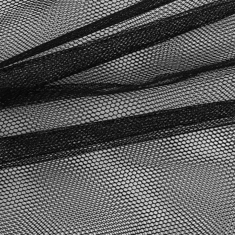 Фатин стрейч крупная сетка, 3 м, ширина 160 см, цвет: черный, TBY — картинка 2