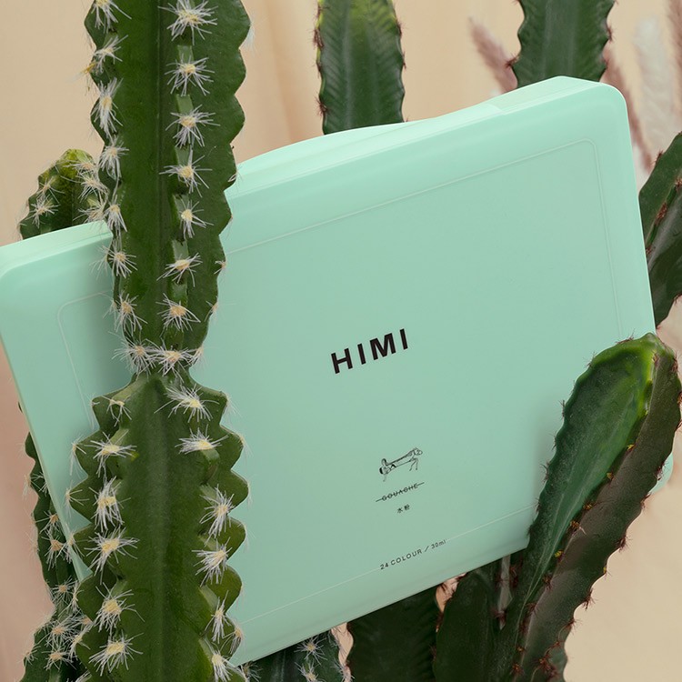 Набор гуашевых красок HIMI зеленый 24 цвета по 30 мл — картинка 6