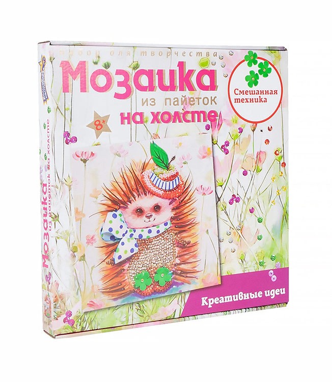Картина на холсте из пайеток «Ежиха» — картинка 3