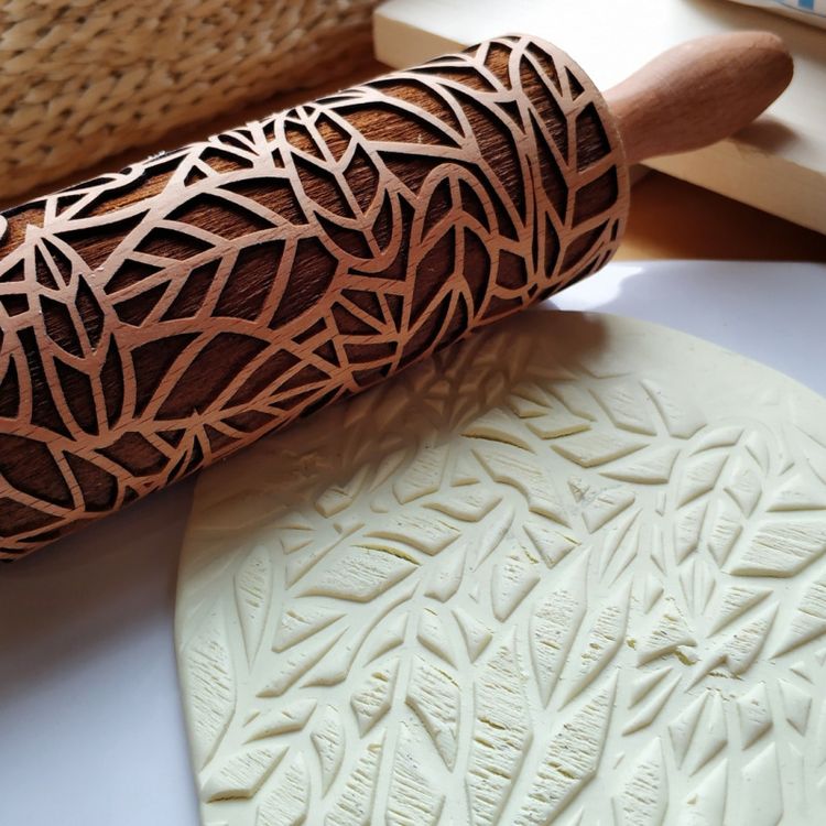 Деревянная скалка «Перья», Березка — картинка 2