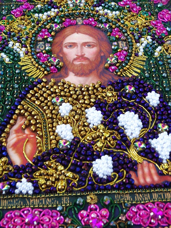 Набор для вышивания хрустальными камнями «Спас Лоза истинная» маленькая (акриловый жемчуг) — картинка 10